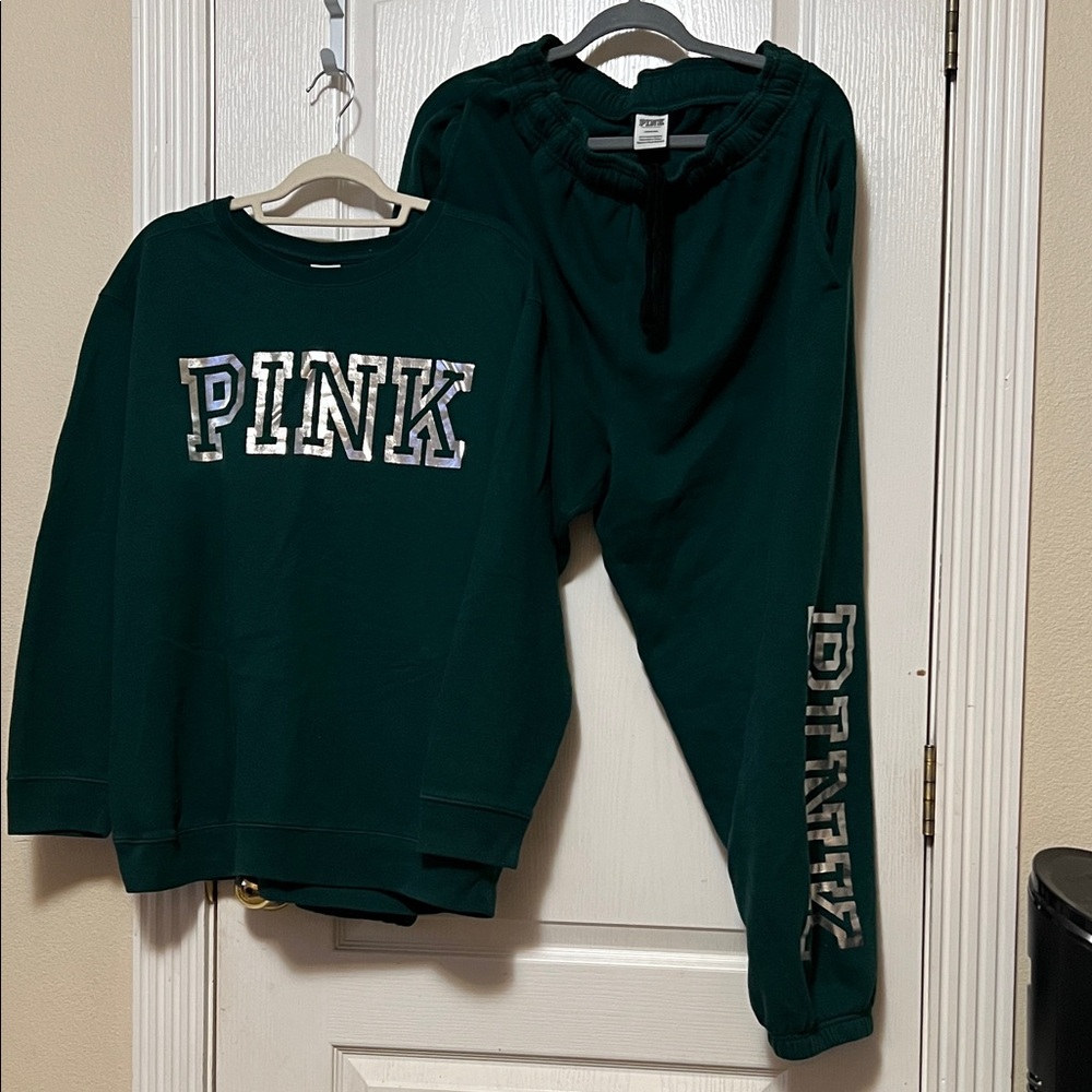 PINK vs Green Sweat Set